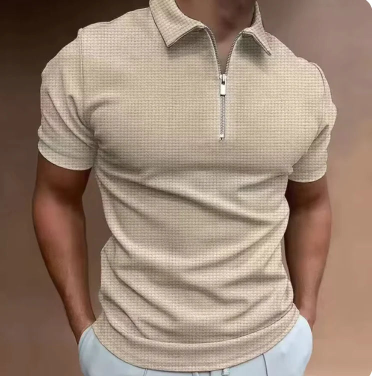 Zip Waffle Polo Shirt