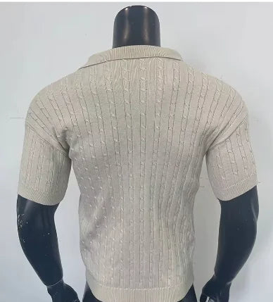 Top Knitted Button Short-sleeved