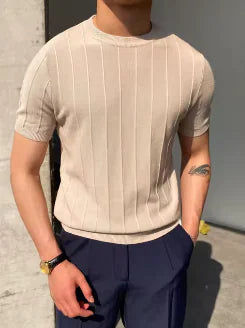 Knit T Shirt Summer Round Neck T Shirt