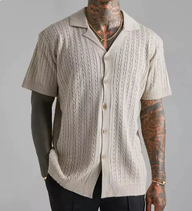 Top Knitted Button Short-sleeved
