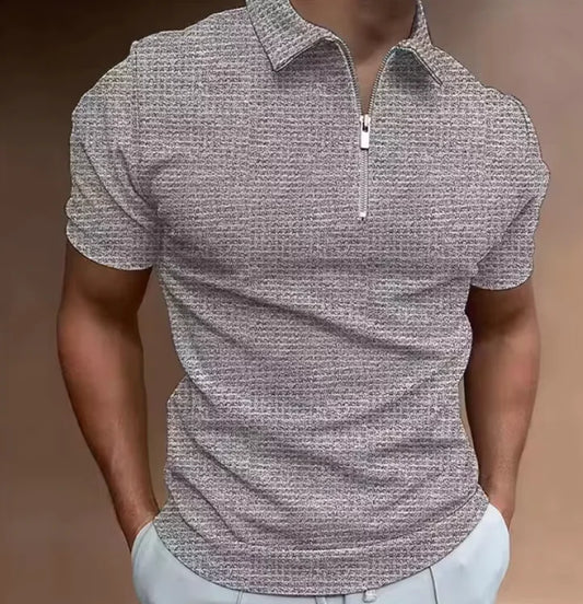 Zip Waffle Polo Shirt