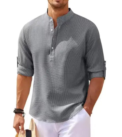 Stand Collar Plaid Shirt