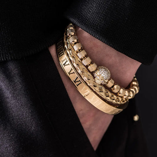3pcs/Set Handmade Bracelet Micro Pave CZ Skeleton Skull