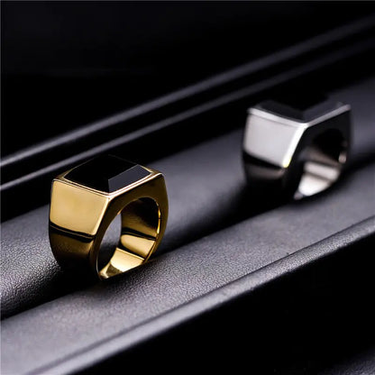 ZORCVENS Black Stone Ring