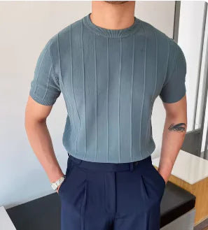 Knit T Shirt Summer Round Neck T Shirt