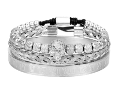 3pcs/Set Handmade Bracelet Micro Pave CZ Skeleton Skull