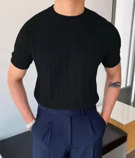 Knit T Shirt Summer Round Neck T Shirt