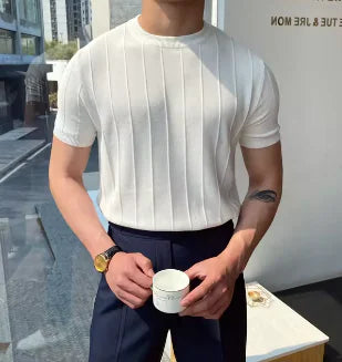 Knit T Shirt Summer Round Neck T Shirt