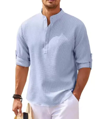 Stand Collar Plaid Shirt