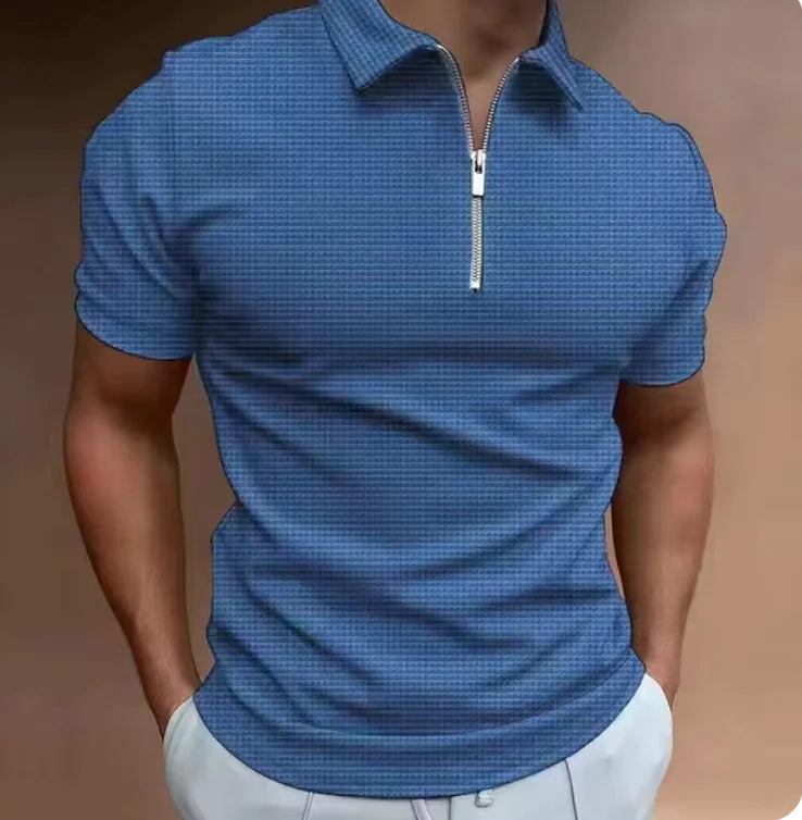 Zip Waffle Polo Shirt