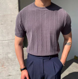 Knit T Shirt Summer Round Neck T Shirt