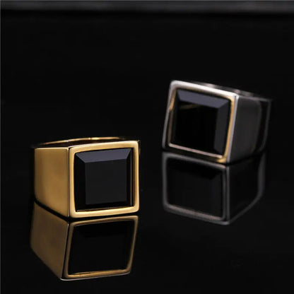 ZORCVENS Black Stone Ring